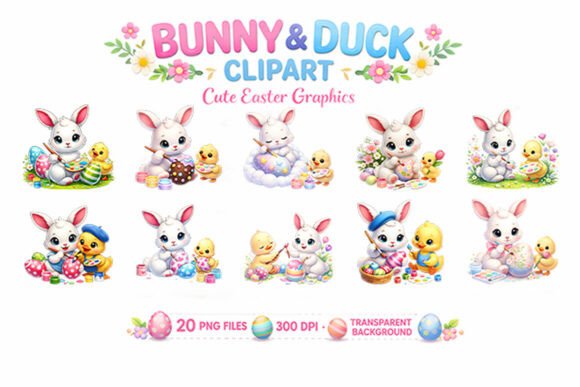 Download Easter Bunny Duck Kawaii PNG Bundle Set - Bunny duck Collection