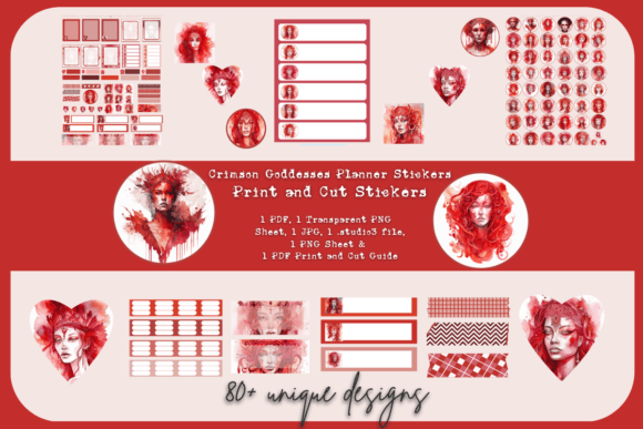 Download Crimson Goddess Digital Planner Stickers - Digital planner Collection