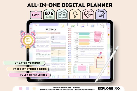 Download Undated Digital Planner - Digital planner Collection