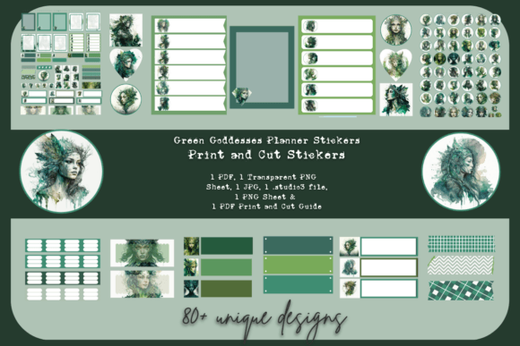 Download Green Goddess Digital Planner Stickers - Digital planner Collection