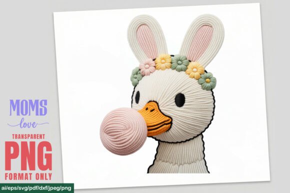 Download Cute Bunny Duck Faux Crochet Yarn PNG - Bunny duck Collection