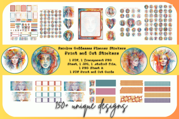 Download Rainbow Goddess Digital Planner Stickers - Digital planner Collection