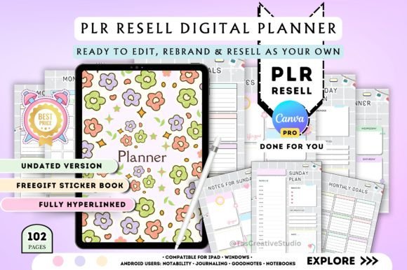 Download Canva PLR Template for Digital Planners - Digital planner Collection