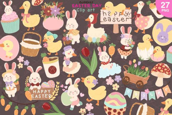 Download Cute Easter Clipart, Bunny Duck Stickers - Bunny duck Collection