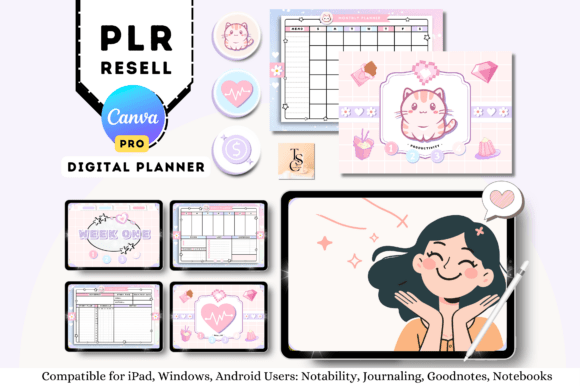 Download 2025 - PLR - Canva Digital Planner - Digital planner Collection