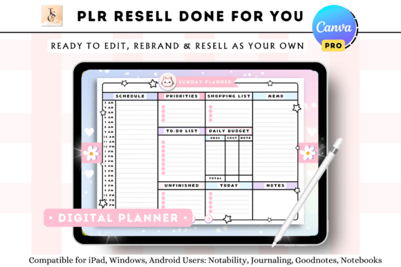 Download PLR Resell Canva Undated Digital Planner - Digital planner Collection