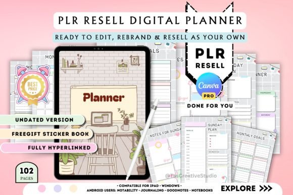 Download PLR Canva Template - Digital Planner - Digital planner Collection