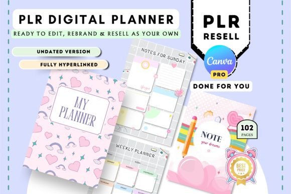 Download PLR Undated Digital Planner Canva - Digital planner Collection